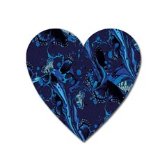 Pattern Butterfly Blue Stone Heart Magnet by Mariart