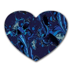 Pattern Butterfly Blue Stone Heart Mousepads by Mariart