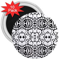 Psychedelic Pattern Flower Crown Black Flower 3  Magnets (10 Pack)  by Mariart