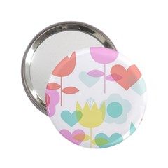 Tulip Lotus Sunflower Flower Floral Staer Love Pink Red Blue Green 2 25  Handbag Mirrors by Mariart