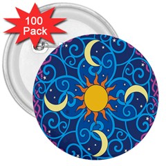 Sun Moon Star Space Vector Clipart 3  Buttons (100 Pack)  by Mariart