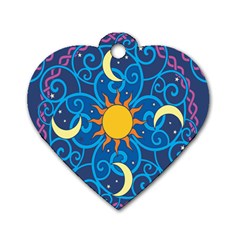 Sun Moon Star Space Vector Clipart Dog Tag Heart (one Side) by Mariart