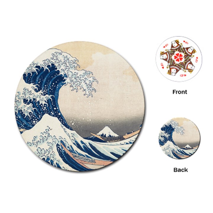 The Classic Japanese Great Wave off Kanagawa by Hokusai Playing Cards (Round) 
