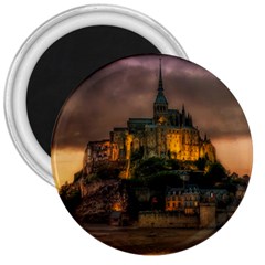 Mont St Michel Sunset Island Church 3  Magnets by Nexatart