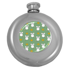 Cute Mouse Pattern Round Hip Flask (5 Oz) by Valentinaart