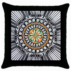 High Contrast Mandala Throw Pillow Case (black) by linceazul