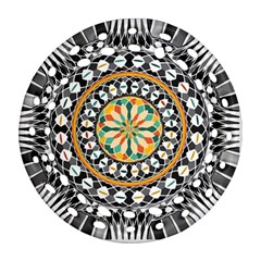 High Contrast Mandala Round Filigree Ornament (two Sides) by linceazul