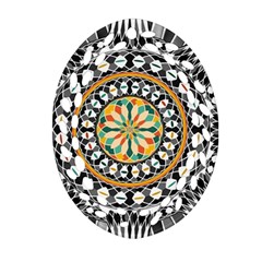 High Contrast Mandala Oval Filigree Ornament (two Sides) by linceazul