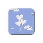 Clouds Sky Air Balloons Heart Blue Rubber Coaster (Square) 