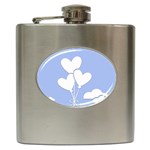 Clouds Sky Air Balloons Heart Blue Hip Flask (6 oz)