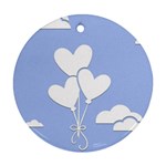 Clouds Sky Air Balloons Heart Blue Round Ornament (Two Sides)