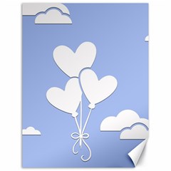 Clouds Sky Air Balloons Heart Blue Canvas 18  X 24  