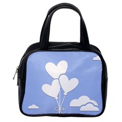 Clouds Sky Air Balloons Heart Blue Classic Handbags (one Side) by Nexatart