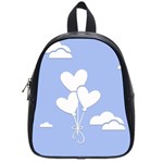 Clouds Sky Air Balloons Heart Blue School Bag (Small)