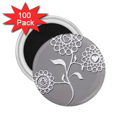 Flower Heart Plant Symbol Love 2 25  Magnets (100 Pack)  by Nexatart