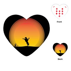 Horse Cowboy Sunset Western Riding Playing Cards (heart)  by Nexatart