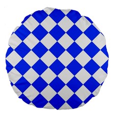 Blue White Diamonds Seamless Large 18  Premium Flano Round Cushions