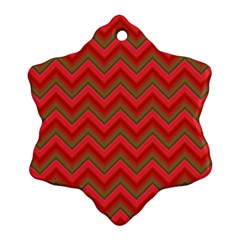 Background Retro Red Zigzag Snowflake Ornament (two Sides)