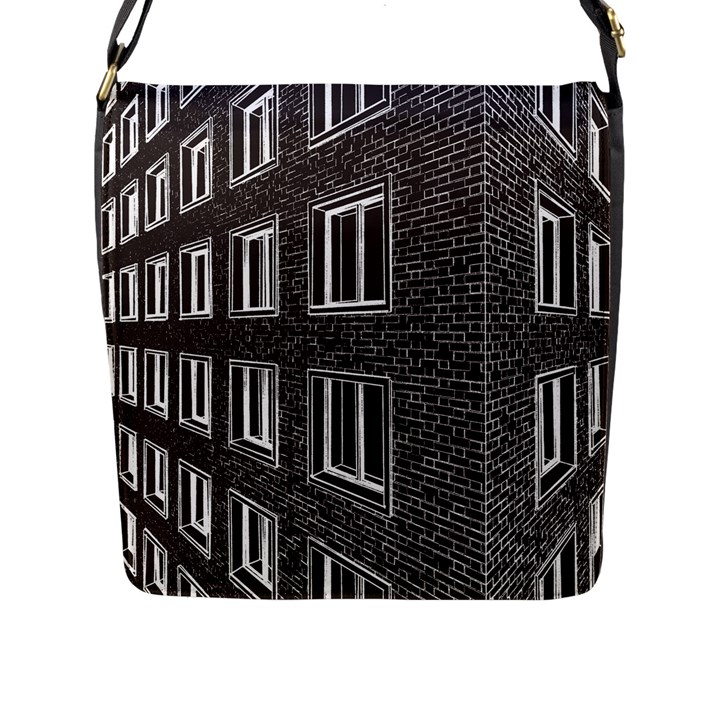 Graphics House Brick Brick Wall Flap Messenger Bag (L) 