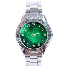 Green Space All Universe Cosmos Galaxy Stainless Steel Analogue Watch by Nexatart