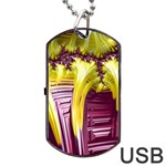 Yellow Magenta Abstract Fractal Dog Tag USB Flash (Two Sides) Front