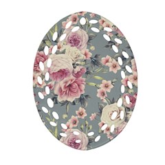 Pink Flower Seamless Design Floral Oval Filigree Ornament (two Sides)