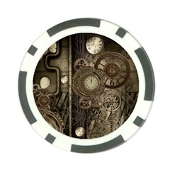 Stemapunk Design With Clocks And Gears Poker Chip Card Guard (10 Pack) by FantasyWorld7