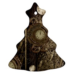 Stemapunk Design With Clocks And Gears Christmas Tree Ornament (two Sides) by FantasyWorld7