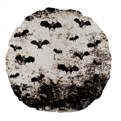 Vintage Halloween Bat Pattern Large 18  Premium Flano Round Cushions by Valentinaart