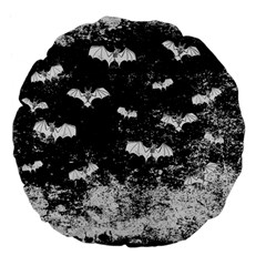 Vintage Halloween Bat Pattern Large 18  Premium Flano Round Cushions by Valentinaart