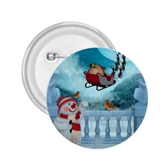 Christmas Design, Santa Claus With Reindeer In The Sky 2 25  Buttons by FantasyWorld7