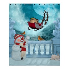 Christmas Design, Santa Claus With Reindeer In The Sky Shower Curtain 60  X 72  (medium)  by FantasyWorld7