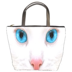 Beautiful White Face Cat Animals Blue Eye Bucket Bags by Mariart