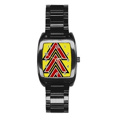 Chevron Symbols Multiple Large Red Yellow Stainless Steel Barrel Watch by Mariart