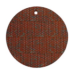 Brick Wall Brown Line Round Ornament (two Sides) by Mariart