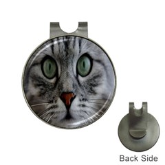 Cat Face Eyes Gray Fluffy Cute Animals Hat Clips With Golf Markers by Mariart