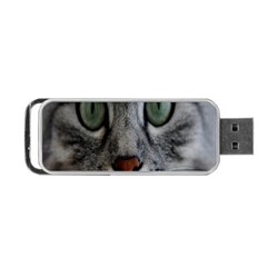 Cat Face Eyes Gray Fluffy Cute Animals Portable Usb Flash (one Side) by Mariart