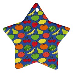Fruit Melon Cherry Apple Strawberry Banana Apple Star Ornament (two Sides) by Mariart