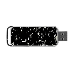 Falling Spinning Silver Stars Space White Black Portable Usb Flash (one Side) by Mariart