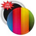 Rainbow Stripes Vertical Lines Colorful Blue Pink Orange Green 3  Magnets (100 pack) Front