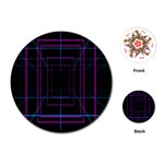 Retro Neon Grid Squares And Circle Pop Loop Motion Background Plaid Purple Playing Cards (Round) 