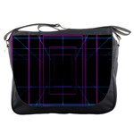 Retro Neon Grid Squares And Circle Pop Loop Motion Background Plaid Purple Messenger Bags