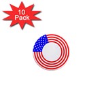 Stars Stripes Circle Red Blue 1  Mini Magnet (10 pack) 