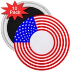 Stars Stripes Circle Red Blue 3  Magnets (10 pack) 