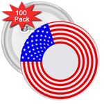 Stars Stripes Circle Red Blue 3  Buttons (100 pack) 