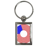 Stars Stripes Circle Red Blue Key Chains (Rectangle) 