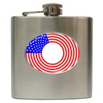 Stars Stripes Circle Red Blue Hip Flask (6 oz)