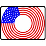 Stars Stripes Circle Red Blue Double Sided Fleece Blanket (Large) 