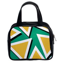 Triangles Texture Shape Art Green Yellow Classic Handbags (2 Sides) by Mariart