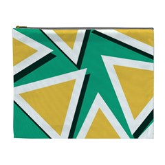 Triangles Texture Shape Art Green Yellow Cosmetic Bag (xl) by Mariart